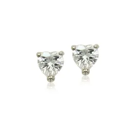 Heart 8mm Cubic Zirconia Stud Earrings