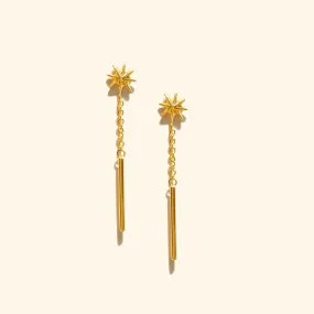 Starburst Bar Drop Stud Earrings