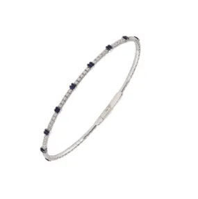 14k Flex Diamond and Baguette Bangle