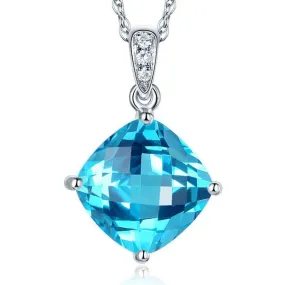 14K White Gold Swiss Blue Topaz Pendant MKN7003SB