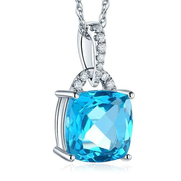 14K White Gold Swiss Blue Topaz Pendant MKN7011SB