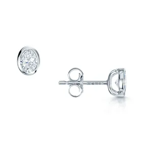 18ct White Gold Oval Cut Diamond 0.50ct Rub Over Stud Earrings