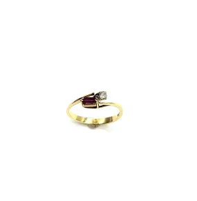 18k Vintage Ruby and Diamond Bypass Ring