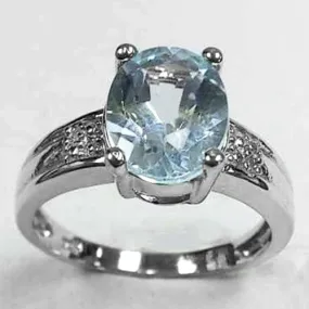 2.28 CT BABY SWISS BLUE TOPAZ & DIAMOND 925 STERLING SILVER RING