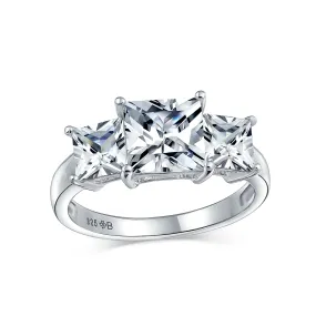 3CT Solitaire Princess  CZ Engagement Ring .925 Sterling Silver