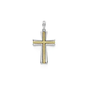 Anthem Small Two-Tone Caviar Beaded Cross Amulet