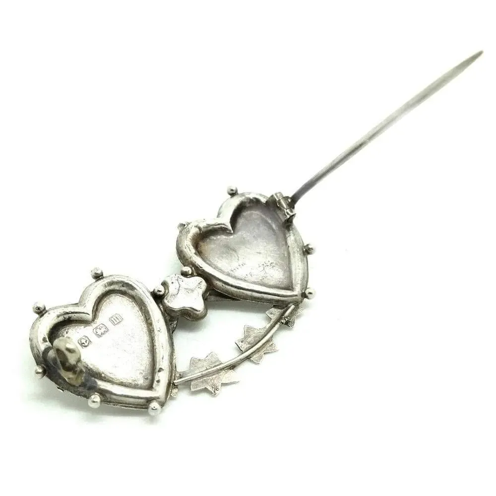 Vintage Edwardian 1911 Mizpah Sterling Silver Heart Brooch - Antique Jewelry Collectible