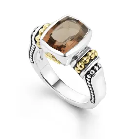 Caviar Color Bezel-Set Smokey Quartz Ring