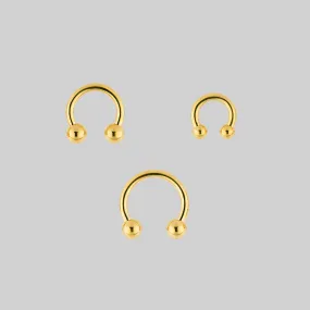 CLEO. Circular Barbell Ring - Gold