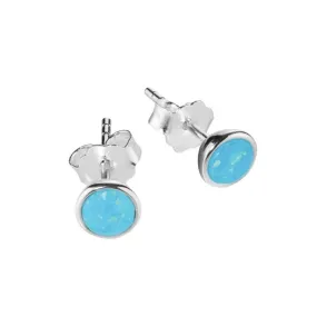 Opal look stud earrings Sky Blue in Silver