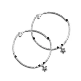 Oxidized 925 Silver Starfish Charm Anklets for Girls