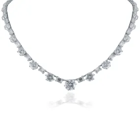 Queen Solitaire Necklace (38.05 ct Diamonds) in White Gold