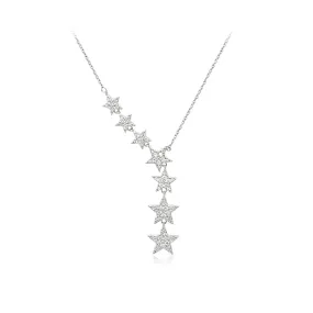 Rhodium 7 Stars Cubic Zirconia Necklace