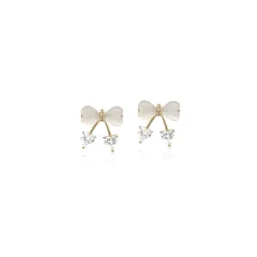 Ribbon Simulated Moonstone Earrings