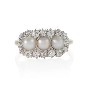 Triple Pearl and Diamond Ring